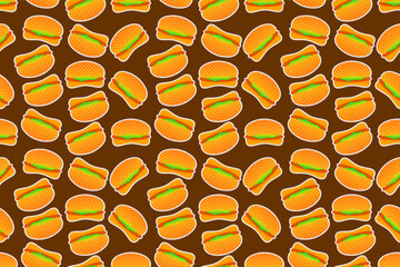 Hot dog pattern background. Seamless pattern of cheese hot dog. Hot dog pattern vector design. Fast food hot dog pattern vector.