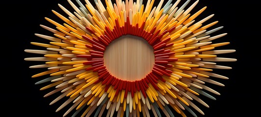 sun shaped matchstick carving ,generative AI