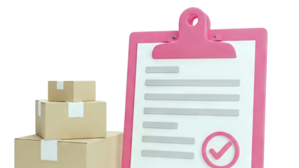 Clipboard with Checklist and Stack of Boxes