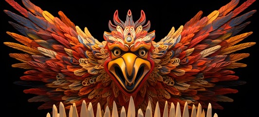 garuda phoenix shaped matchstick carving ,generative AI
