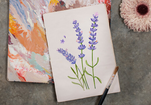 Lavender Painting Canvas Mockup With Artistic Flair PSD