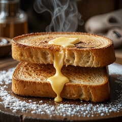 Freshly Toasted Bread with Melting Butter &ndash; Cozy Winter Breakfast