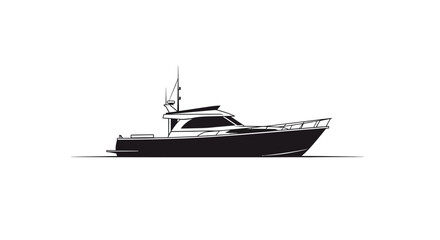 Naklejka premium a black and white boat on the water with a railing
