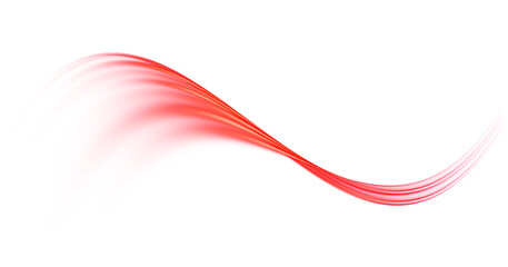 Vibrant red light stream with flowing motion effect and glowing trails on transparent background for creative graphic design and overlays © Creative Png