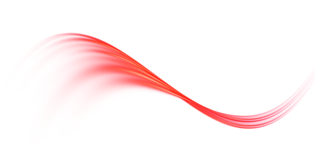 Vibrant red light stream with flowing motion effect and glowing trails on transparent background for creative graphic design and overlays