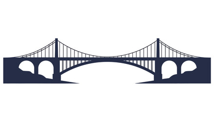 Obraz premium a dark blue silhouette of a suspension bridge with arches