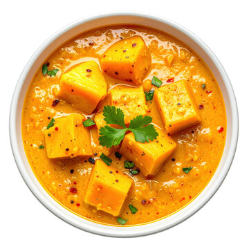 Creamy nigerian asaro, a flavorful yam porridge cooked with peppers, onions, and spices, a comforting and popular meal, isolated on white background