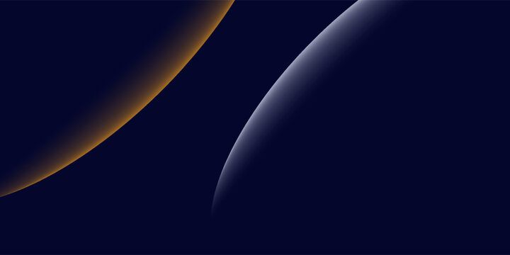 Navy blue abstract background with halftone golden lines delicate pattern. Small light spot box. Curve line, cosmic galaxy space. Festive BG for social media, birthday party invitation.