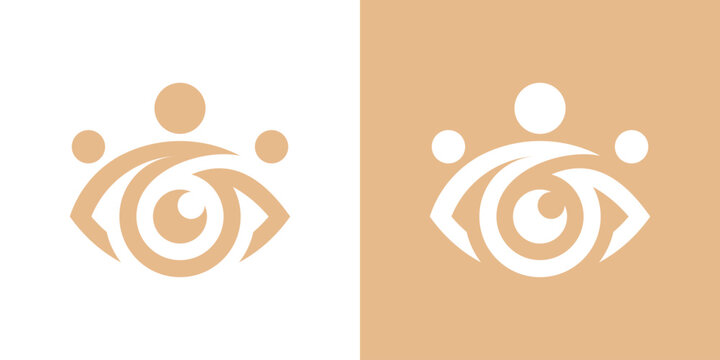 Dual meaning logo combining an eye and human figure, symbolizing vision, awareness, insight, and people-centered perspective in a modern design.