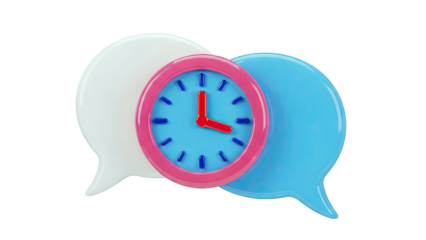 3D Speech Bubbles and Clock Icon