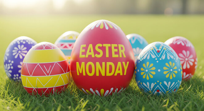 Celebrating easter monday with colorful eggs - Powered by Adobe
