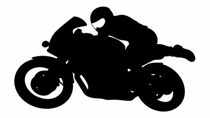 Motorcyclist in dynamic racing pose on sleek bike © Shoaib