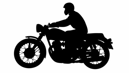 Fototapeta premium Motorcyclist riding bike with helmet on white background