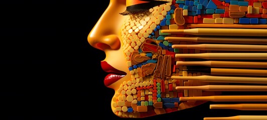 Cleopatra shaped matchstick carving ,generative AI