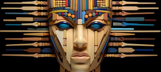 Cleopatra shaped matchstick carving ,generative AI