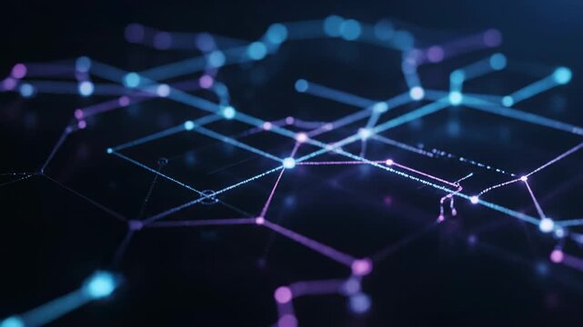 Abstract network of light connections forming and dissolving with tech motion style for global communication and AI background