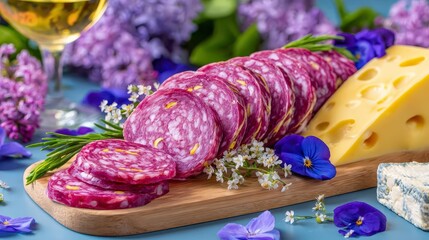 Salami & Cheese Platter: Gourmet Food Still Life
