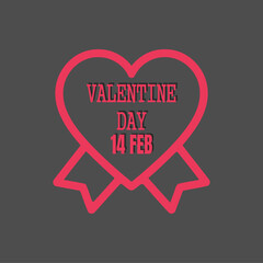 Valentine Day 14 February heart ribbon graphic