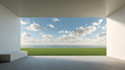 Minimalist Room Ocean View, Modern Architecture, Serenity