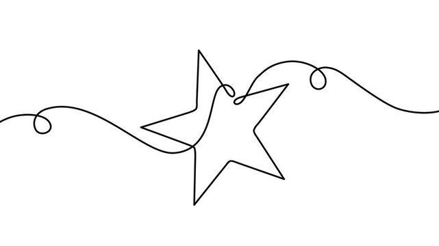 Star Continuous One Line Drawing Animation Minimalist Flowing Ribbon Wave Vector Illustration. Modern Line Art Motion Graphics Background Loop