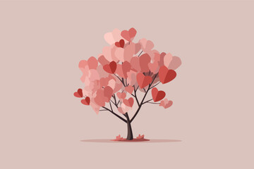 Valentines Love Tree Illustration Representing Growth Stability Deep Romance and Emotional Connection