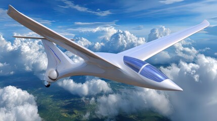 Modern Glider Aircraft, Aviation, Flight, Clouds - travel technology