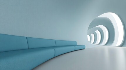 Modern Interior Design, Futuristic Architecture, Blue Sofa