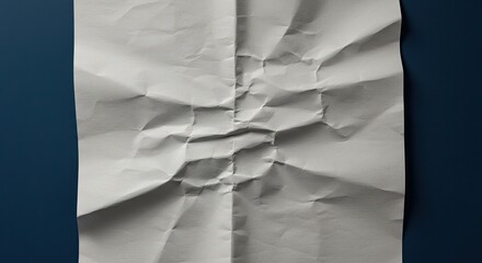 Close up of crumpled white paper against a dark blue background