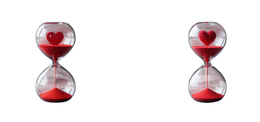 Heart hourglass illustration, Love time concept design, Romantic countdown symbol