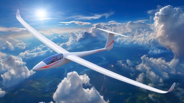 Gliding Adventure: Scenic Aerial View, Glider Soaring, Flight