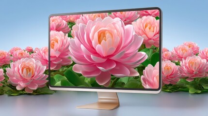 Floral Desktop Wallpaper: Pink Lotus Flowers, Computer Screen