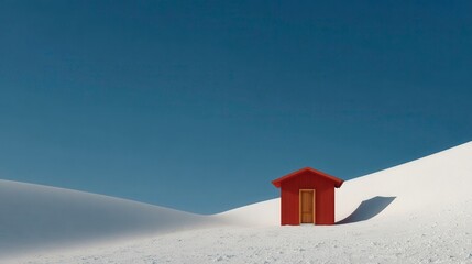 Desert Cabin, Red Hut, Minimal Landscape, White Sands - travel nature
