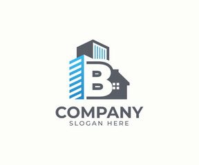 Set of real estate logo template with alphabet and building vector concept