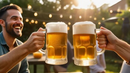 Refreshing beers in a sunny outdoor setting perfect for social gatherings and summer relaxation