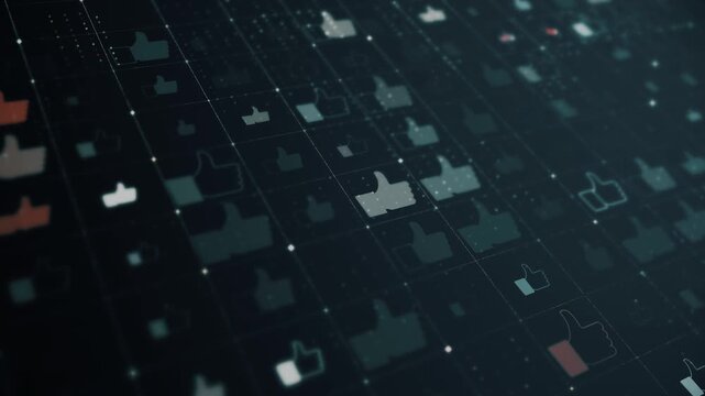 Social Media Like Icons in Digital Network Representing Online Engagement