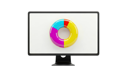 Monitor displaying a colorful donut chart