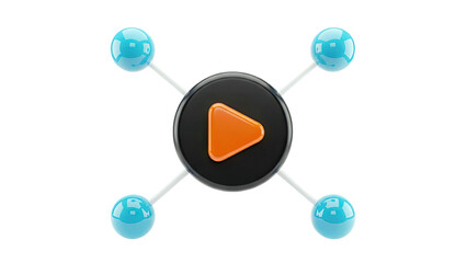 Play button with molecular structure