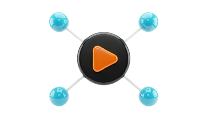 Play button with molecular structure