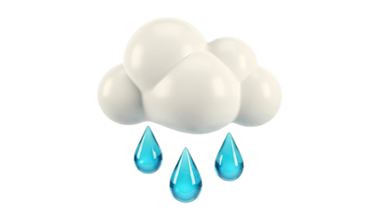 3D Cloud with Raindrops Icon