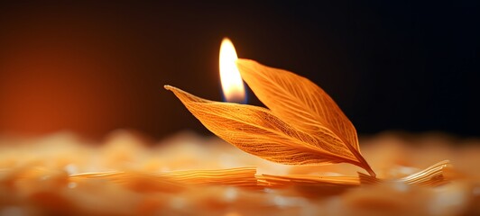 orange leaf shaped matchstick carving ,generative AI