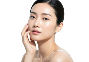 Young woman applying skin care product