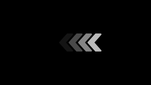 Leftward Arrow Sequence Black Background. arrow icon concept animation.