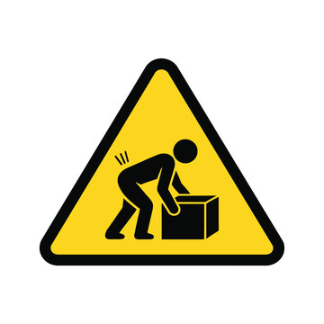 Manual Handling Warning Triangle Sign &ndash; Improper Lifting Safety Hazard Icon