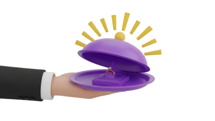 Hand Holding Purple Cloche with Golden Key Inside