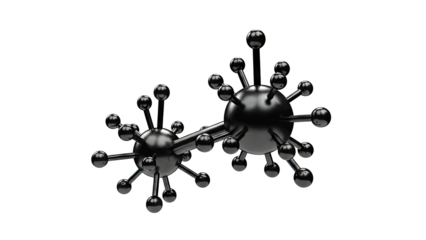 Two linked black spiky molecular structures