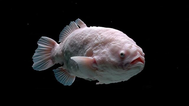 Strange Marine Animal Portrait Isolated Black Background