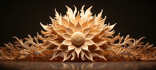 sun flower shaped matchstick carving,generative AI
