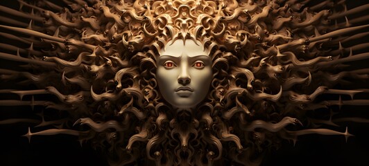 medusa shaped matchstick carving ,generative AI