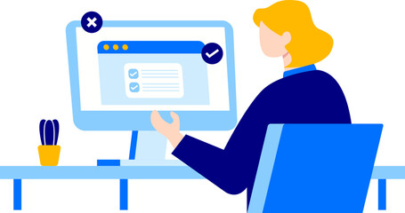 Flat Online Survey Illustration Element