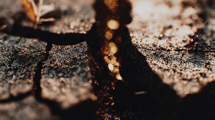 Fototapeta premium Ancient frozen soil cracks open with ethereal, glowing CO2 bubbles escaping into the atmosphere.